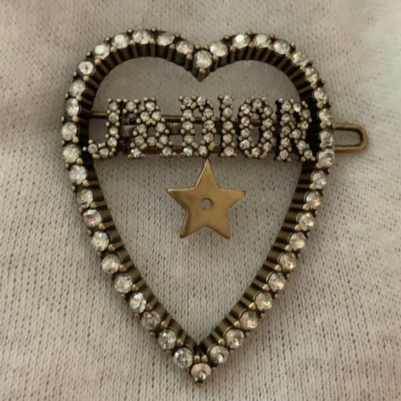 DIOR Crystal J'Adior Heart & Star Signature Barrette - Picture 2 of 6